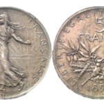 フランス 1898年 ESSAI 5フラン 試作銀貨 PCGS SP65【入札期限：2020年10月26日】